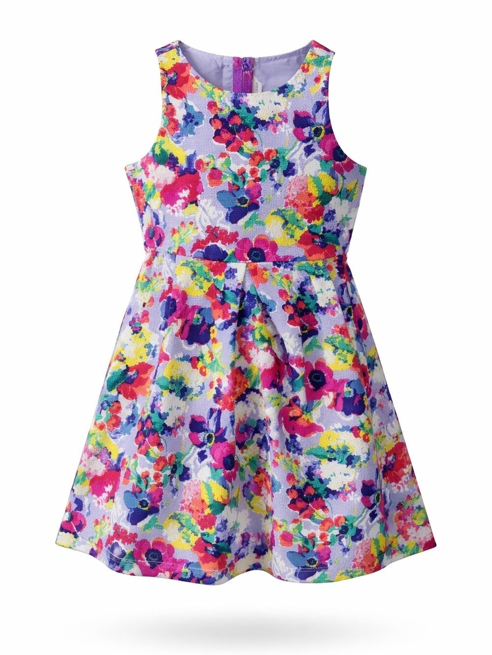 Janie And Jack Girls Kids Colorful Flower Floral Purple Fit Flare Dress Size 6